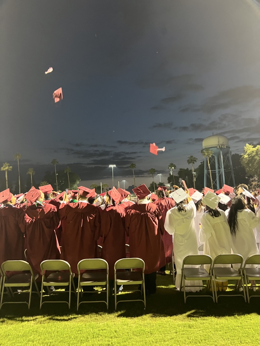 Visalia Unified graduates celebrating together after commencement